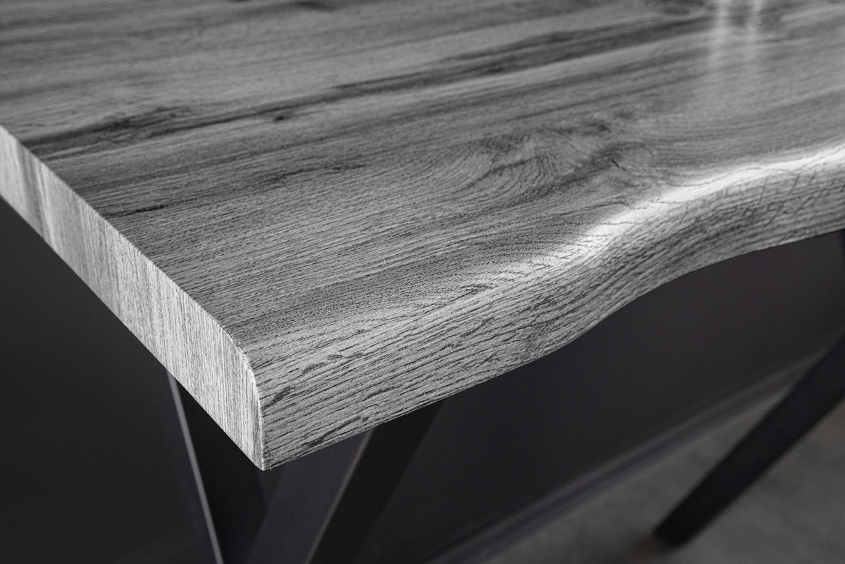 Bartisch WILD 120cm Tischplatte 40mm X-Beine Wildeicheoptik grau