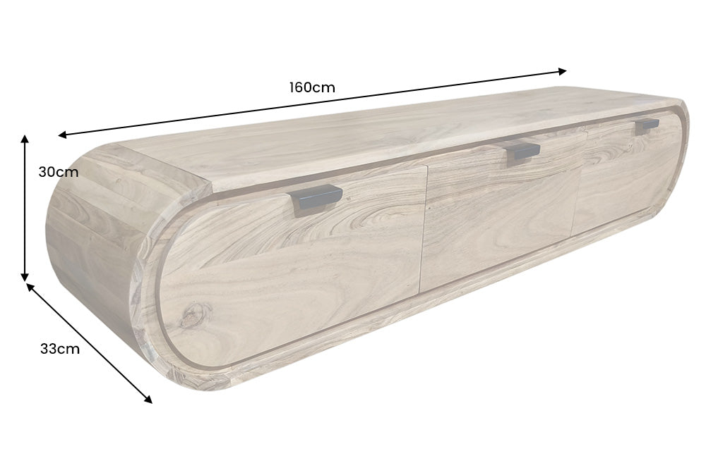 TV-Board ORGANIC 160cm hanging acacia wood natural