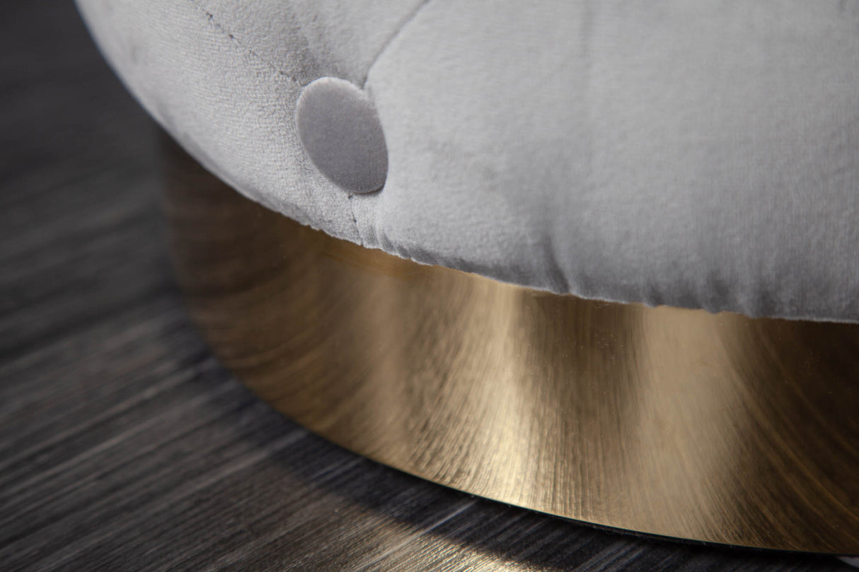 Hocker MODERN BAROCK 35cm Samt grau gold