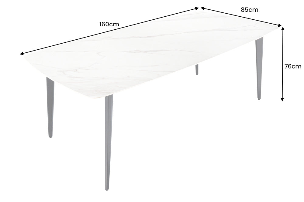 Esstisch MILANO 160cm Keramik weißer Marmor