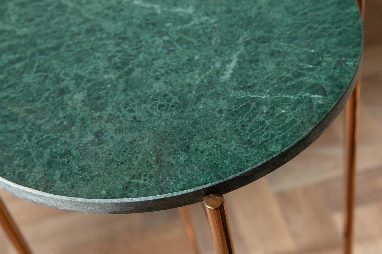 Side table NOBLE 35cm marble green w/ removable plate