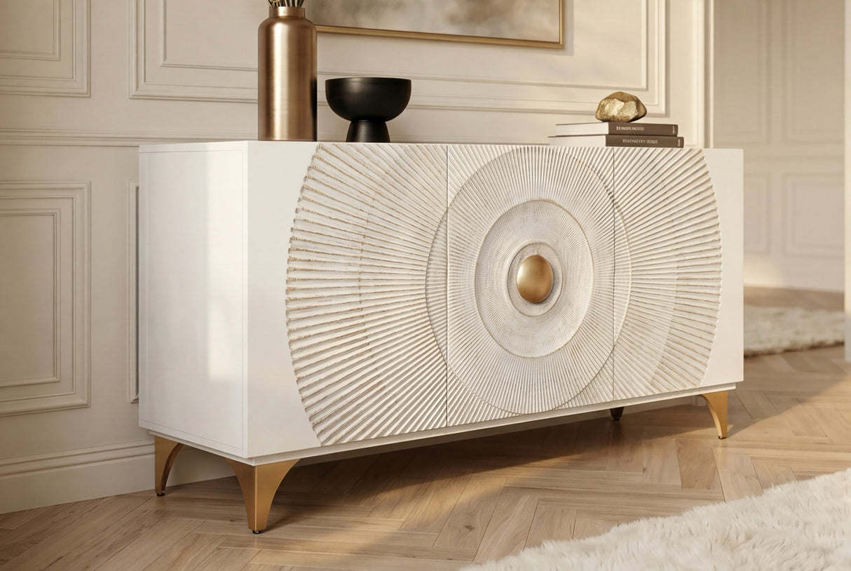 Sideboard GOLDEN SUNSET 140cm 3D Mangoholz weiß