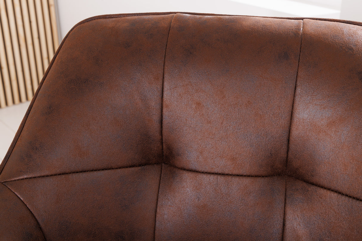 Swivel chair LOFT 180° with armrests microfibre antique brown