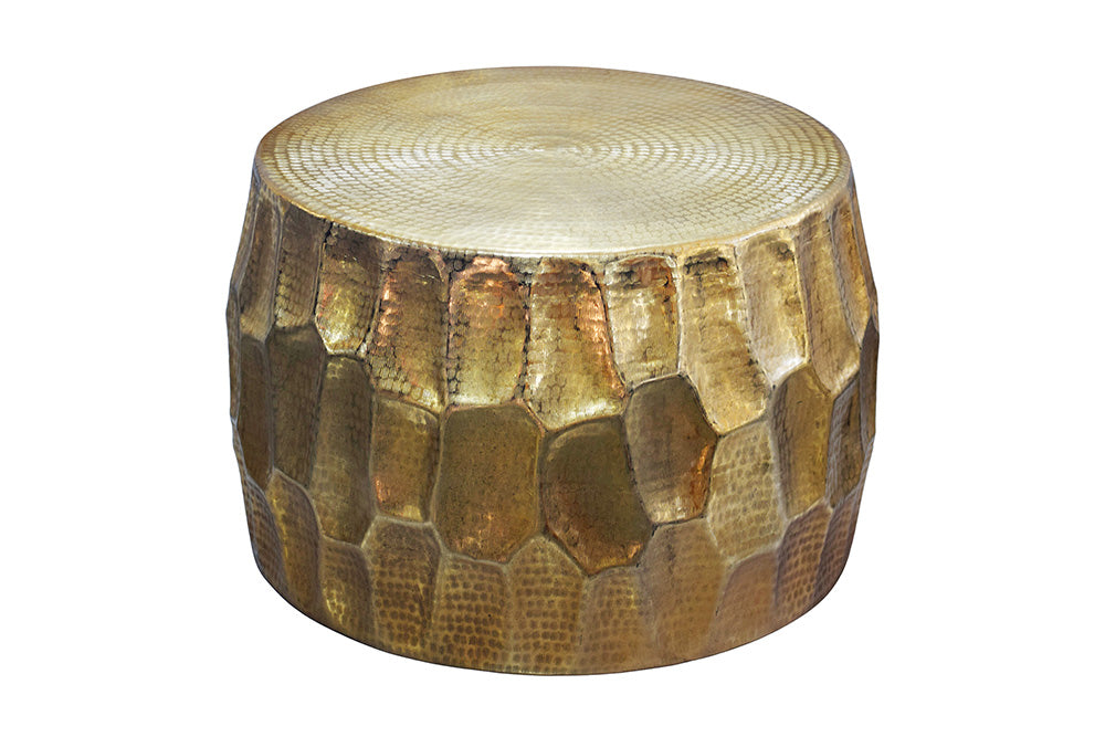 Couchtisch ORGANIC ORIENT 70cm mit Hammerschlag-Effekt durchgängig gold