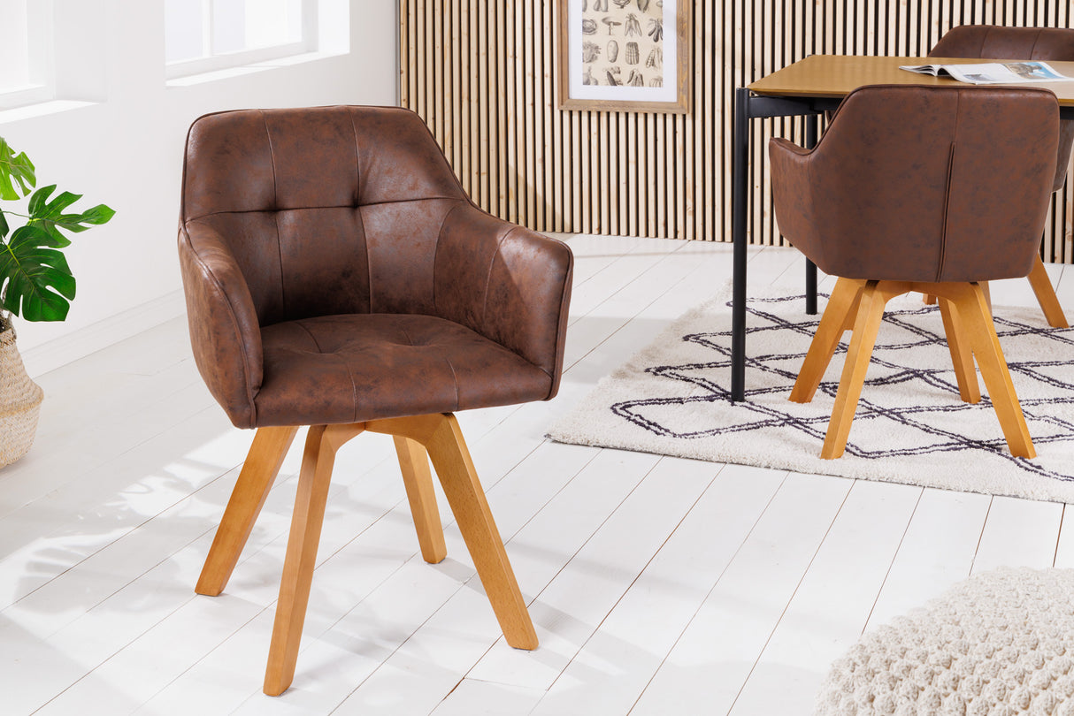 Swivel chair LOFT 180° with armrests microfibre antique brown