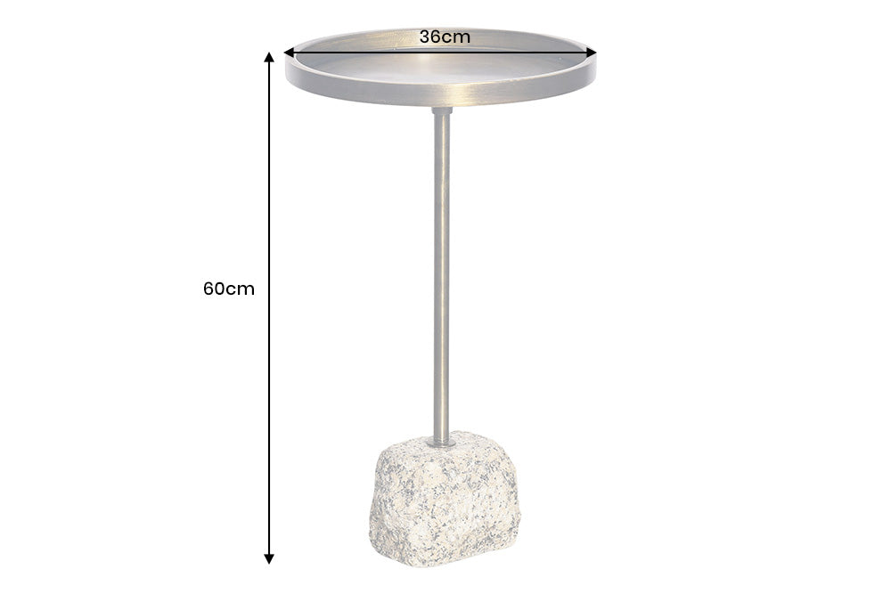 Beistelltisch TRAYFUL 60 cm Marmorsockel und antike Messingeisenplatte