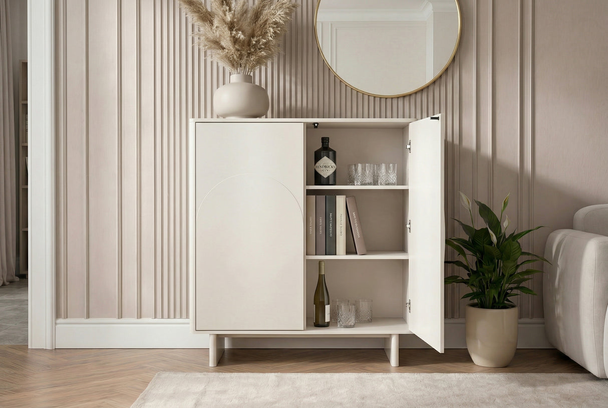 Highboard SAVOY 130cm 3D w/ white marble ceramic top