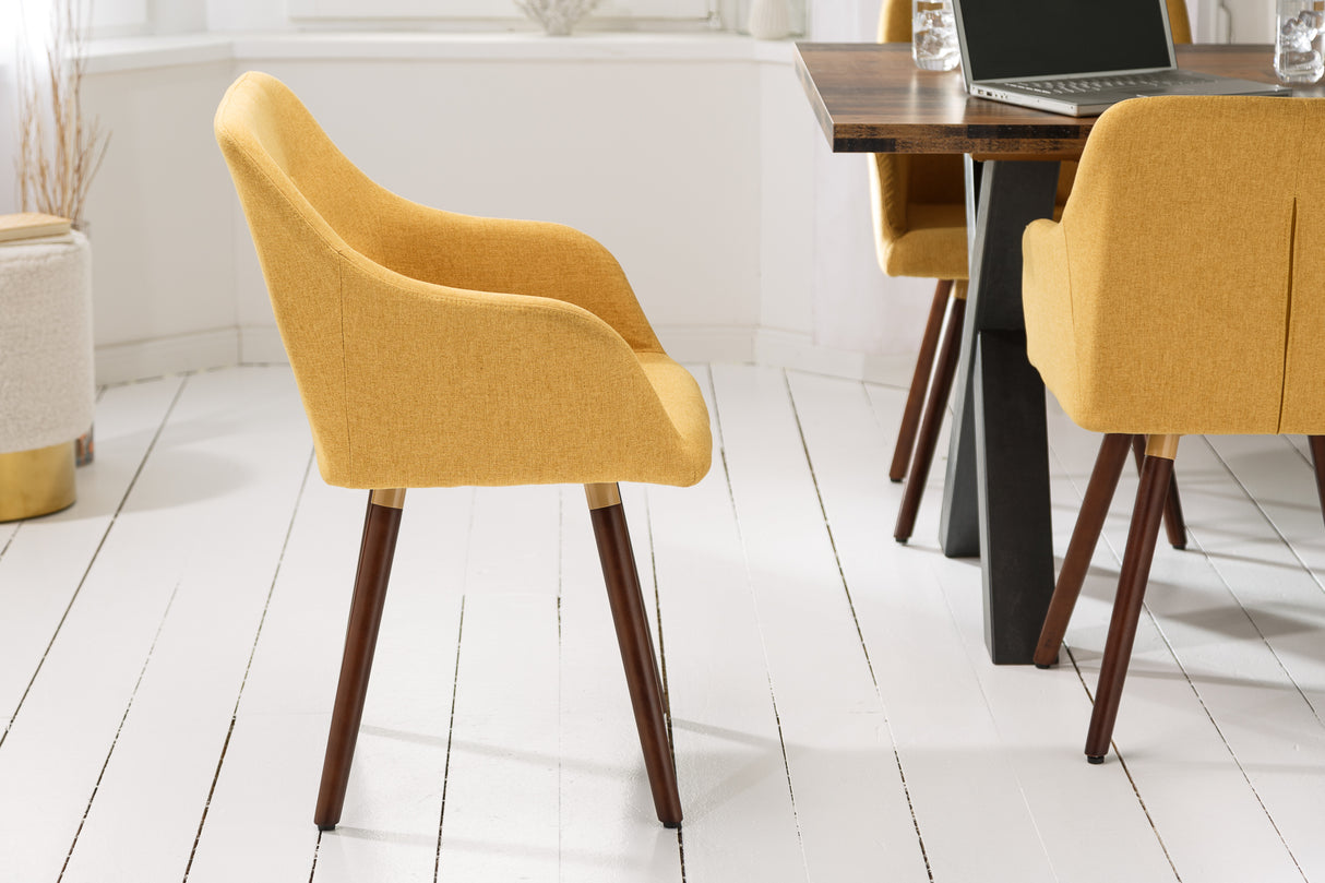 Chair SCANDINAVIA MASTERPIECE textured fabric mustard yellow