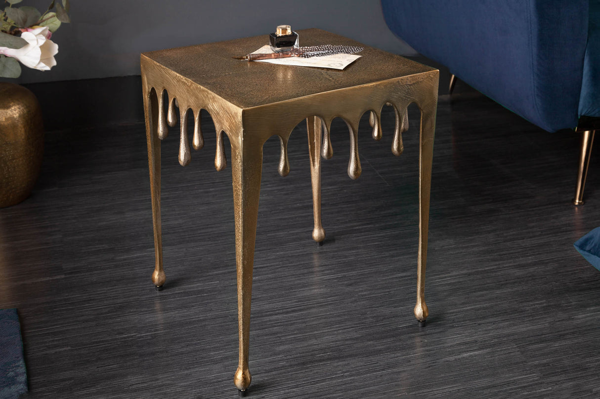 Beistelltisch LIQUID LINE S 45cm quadratisch gold