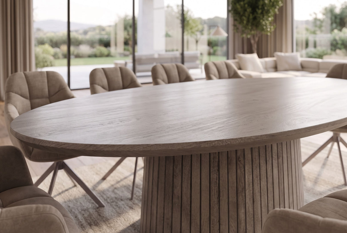 Dining table ART DECO 220cm oval table top mango wood grey smoke