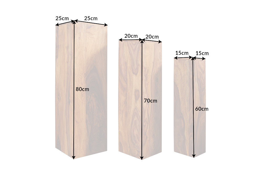 Decoration pillar MAKASSAR 60-80cm set of 3 sheesham