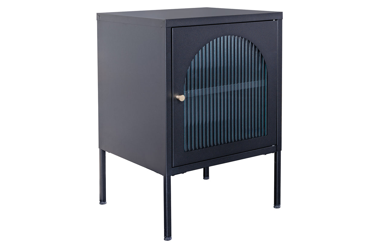 Nachttisch PARIS 60cm Riffelglas schwarz