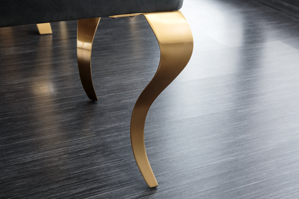 Bench MODERN BAROCK 170cm w/ golden legs velvet black
