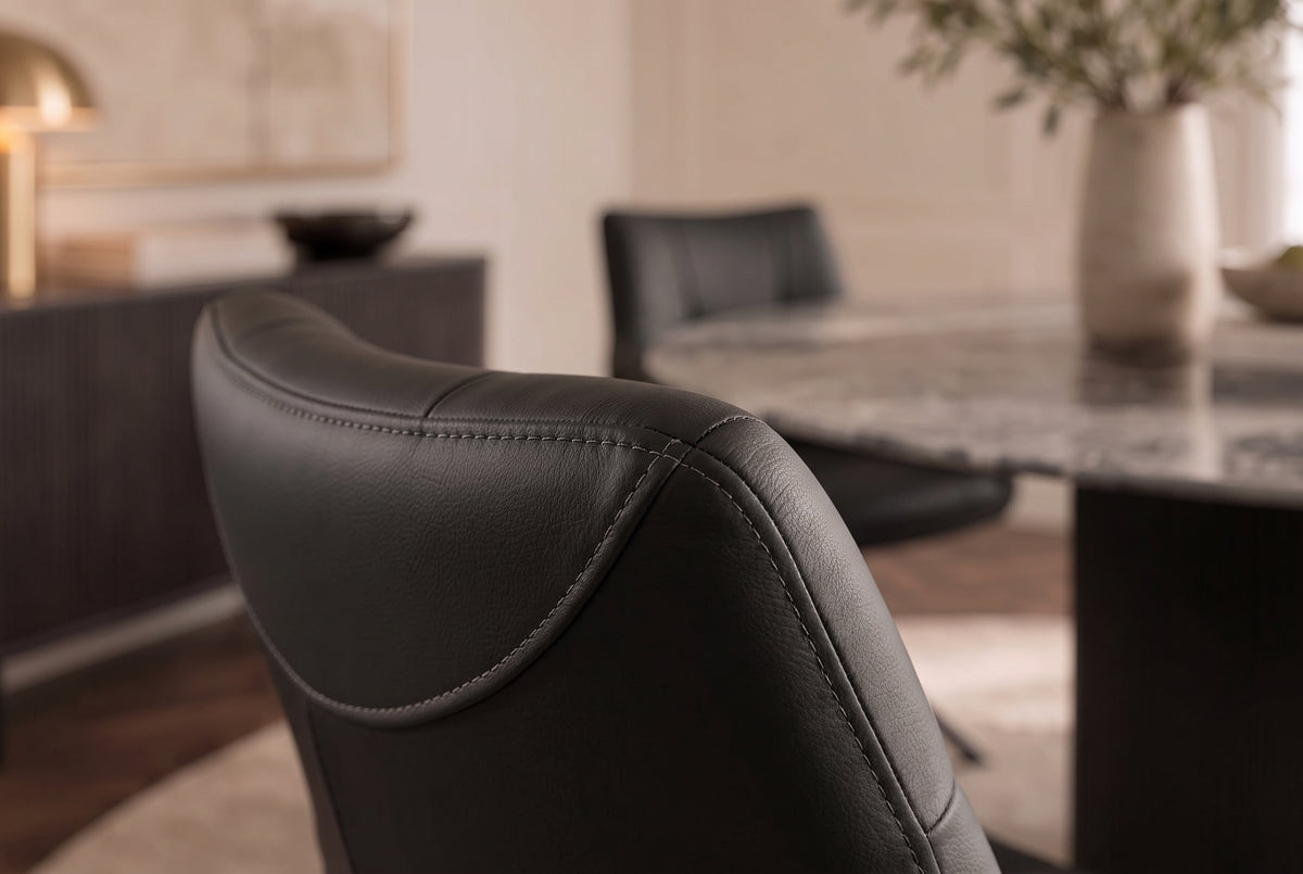 Drehstuhl SIGNATURE 360° mit Armlehnen Federkern Leder schwarz drehbar