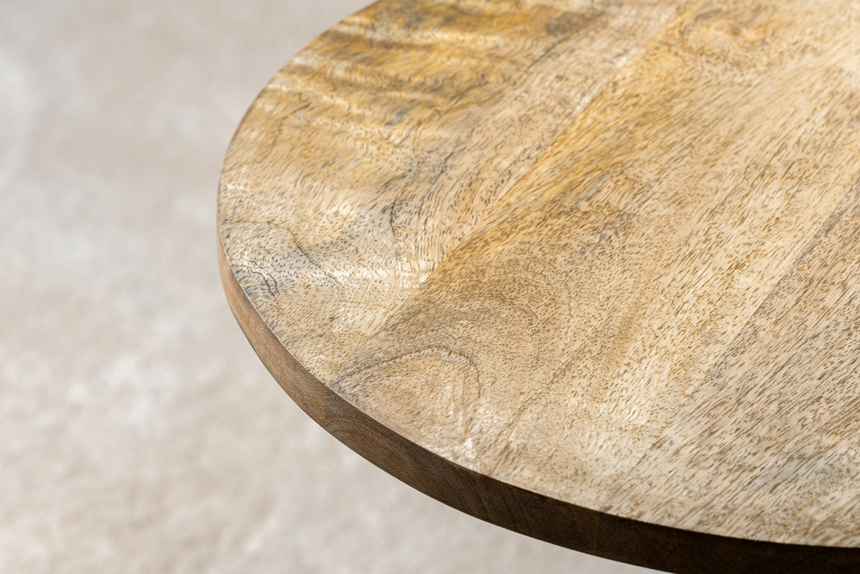 Side table TRAYFUL 55cm marble base and mango wood plate