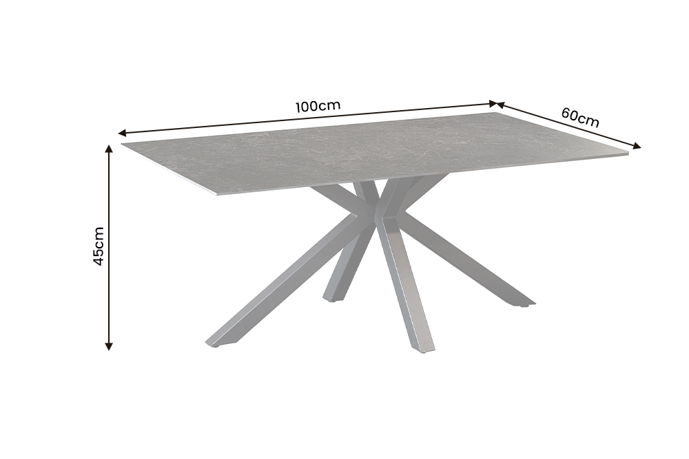 Couchtisch GALAXIE 100cm mit Sternengestell Keramik grau