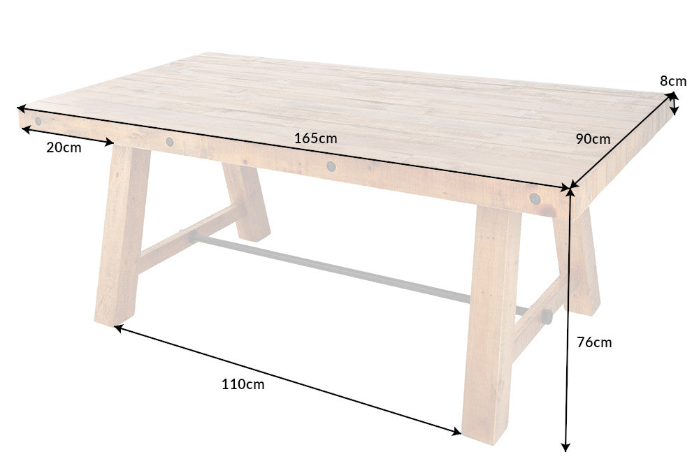 Dining table FINCA 165cm pinewood vintage brown