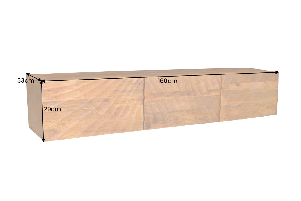 TV-Board SCORPION 160cm 3D hanging lowboard mango wood brown