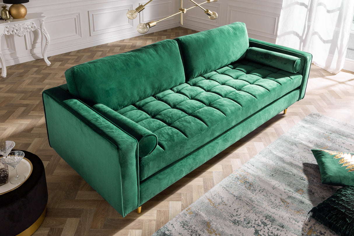 Sofa COZY VELVET 220cm 3-seater velvet emerald green