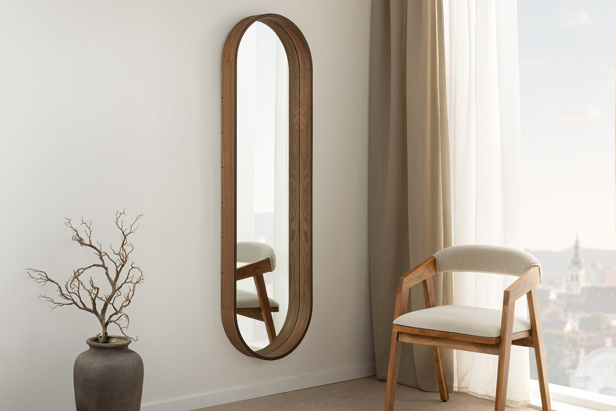 Wall mirrow PORTRAIT 165cm walnut wood veneered