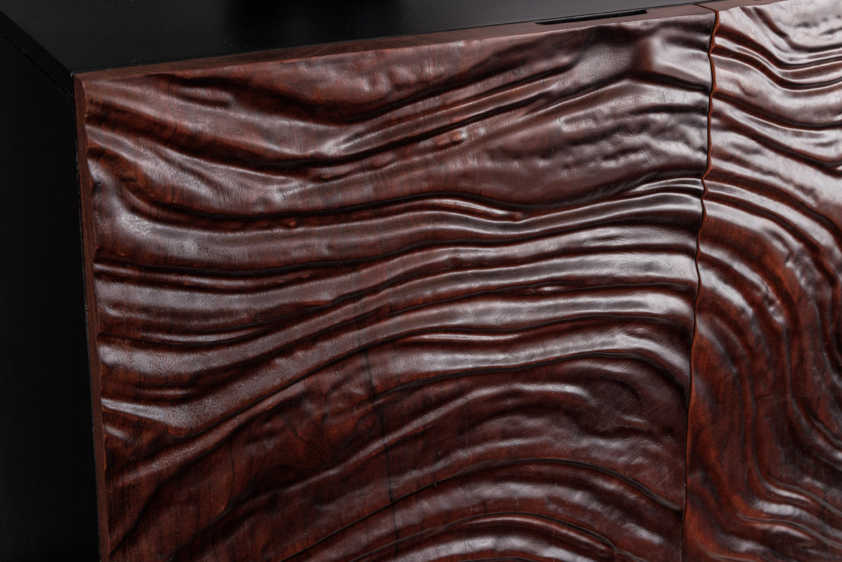 Sideboard FLUID 175cm 3D acacia wood black and dark walnut brown
