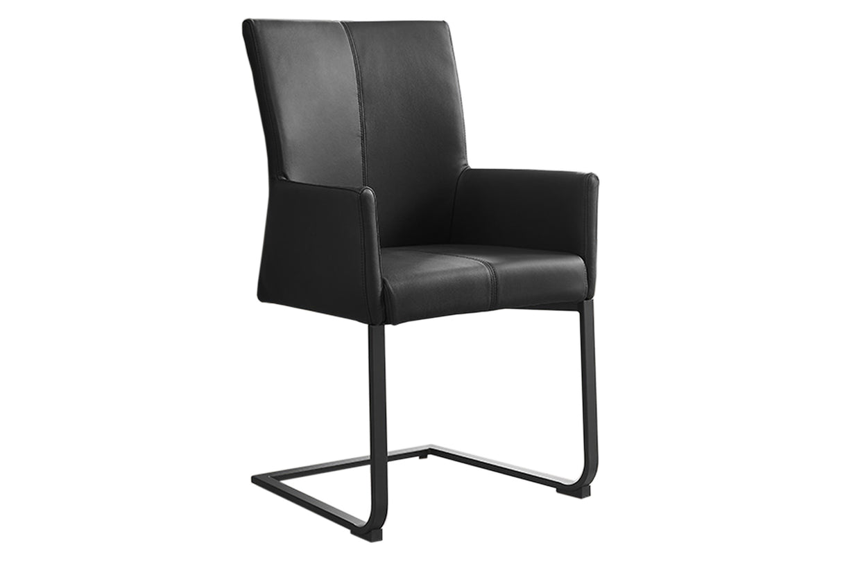 Freischwinger SAMSON mit Griff und Armlehnen Leder schwarz