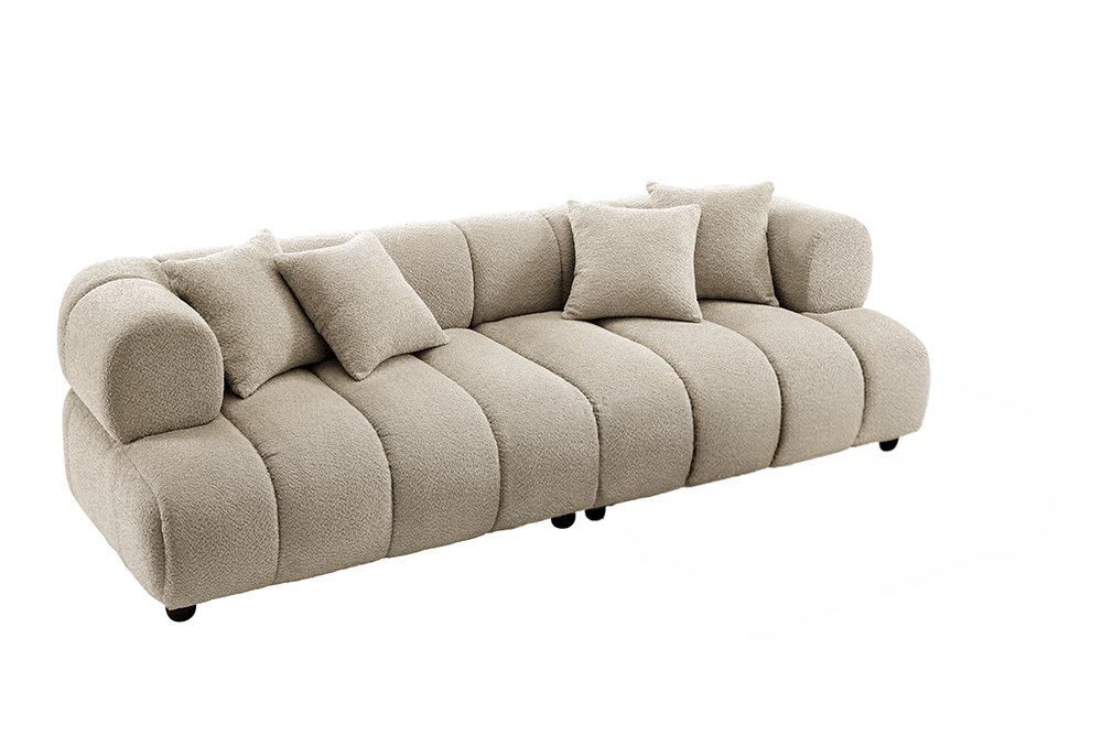 Sofa ADLON 255cm 3-Sitzer XXL Bouclé Champagner Greige