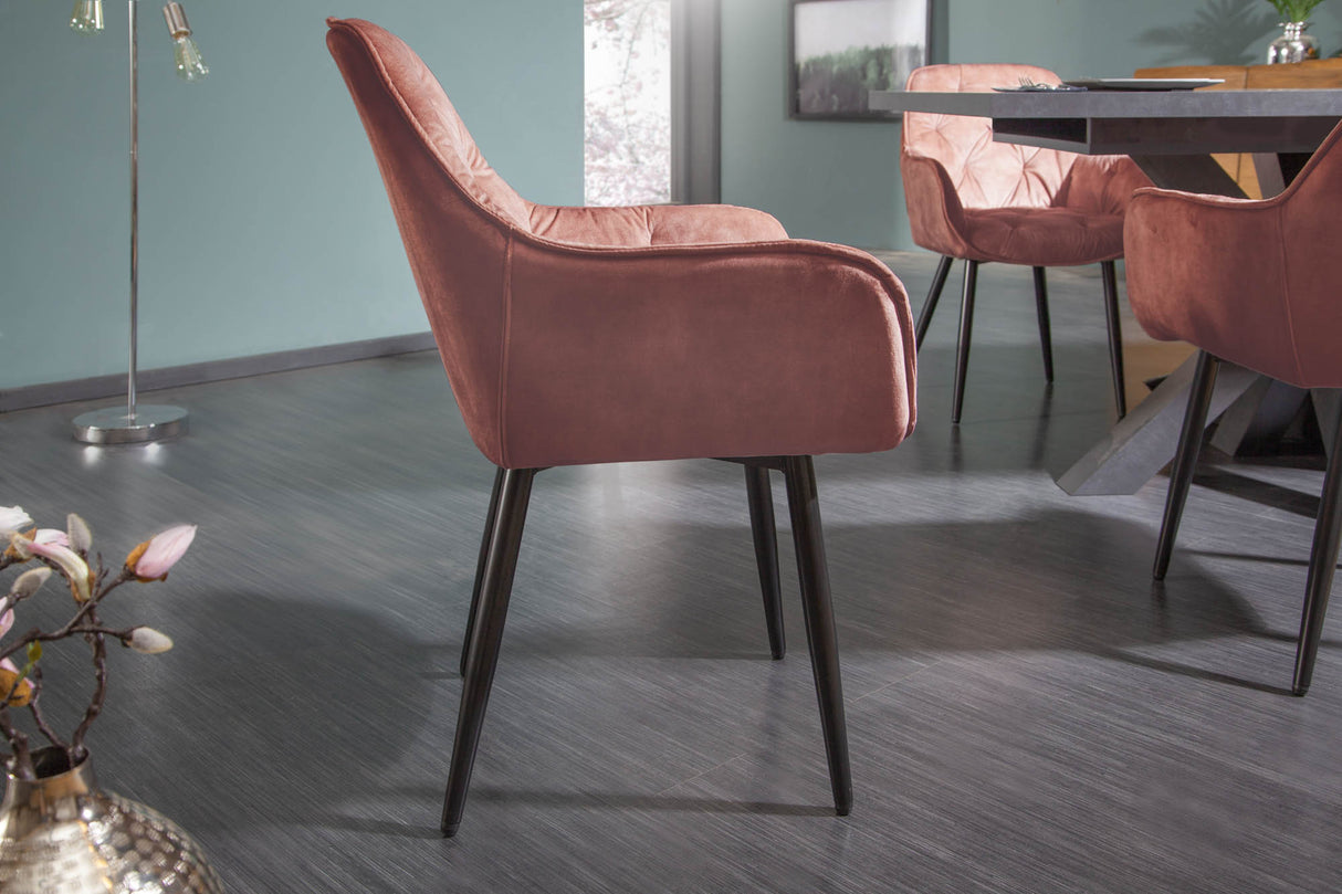 Chair MILANO with armrests velvet brown