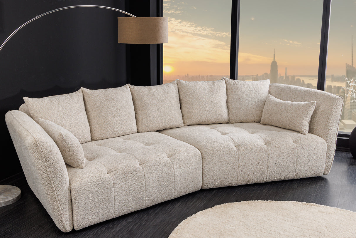 Sofa ROYAL 295cm XL Federkern abnehmbarer Bezug Bouclé champagner beige