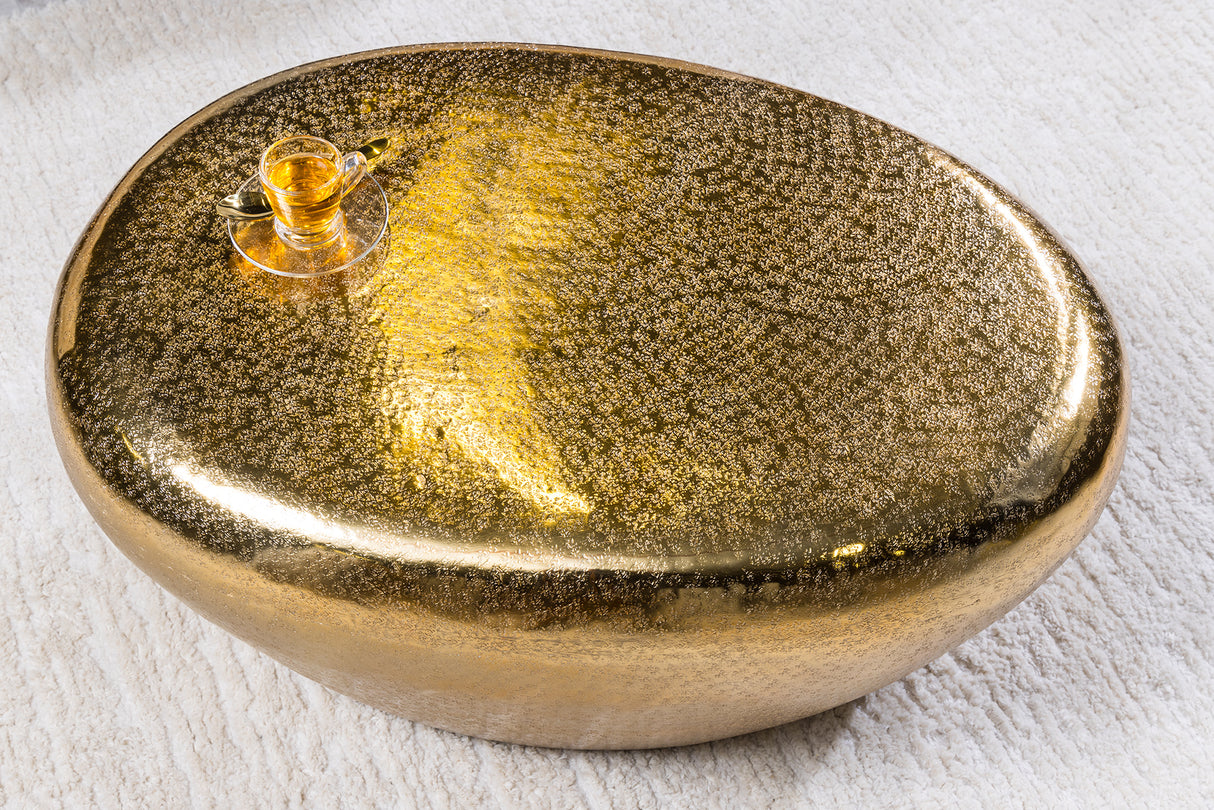 Couchtisch STONE 75cm Hammerschlageffekt gold