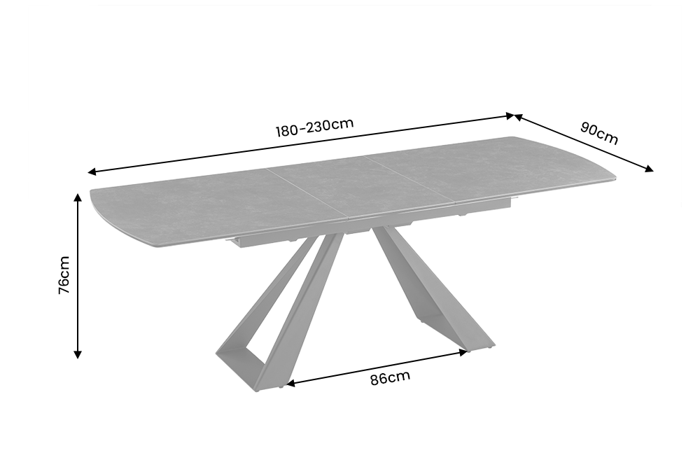 Esstisch CONCORD 180-230cm ausziehbar Keramikplatte Graphitmarmor