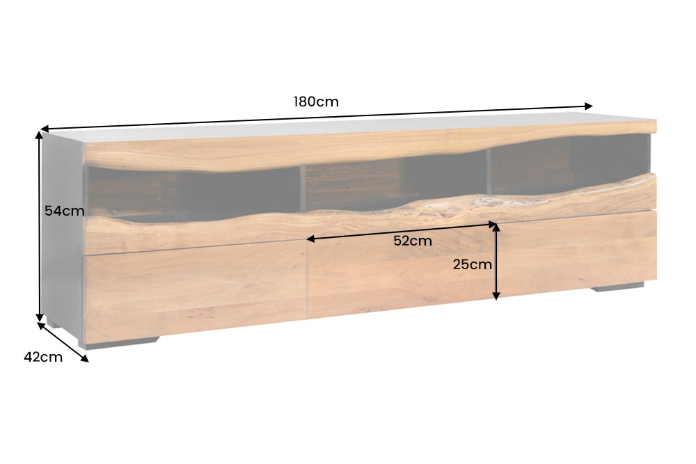 TV-Board GRAND ACACIA 180cm acacia wood natural edge w/ LED light