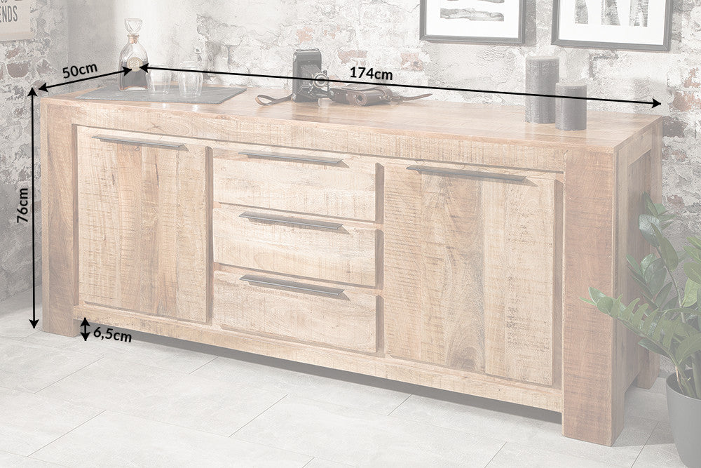 Sideboard IRON CRAFT 175cm Mango Natur Industriestil