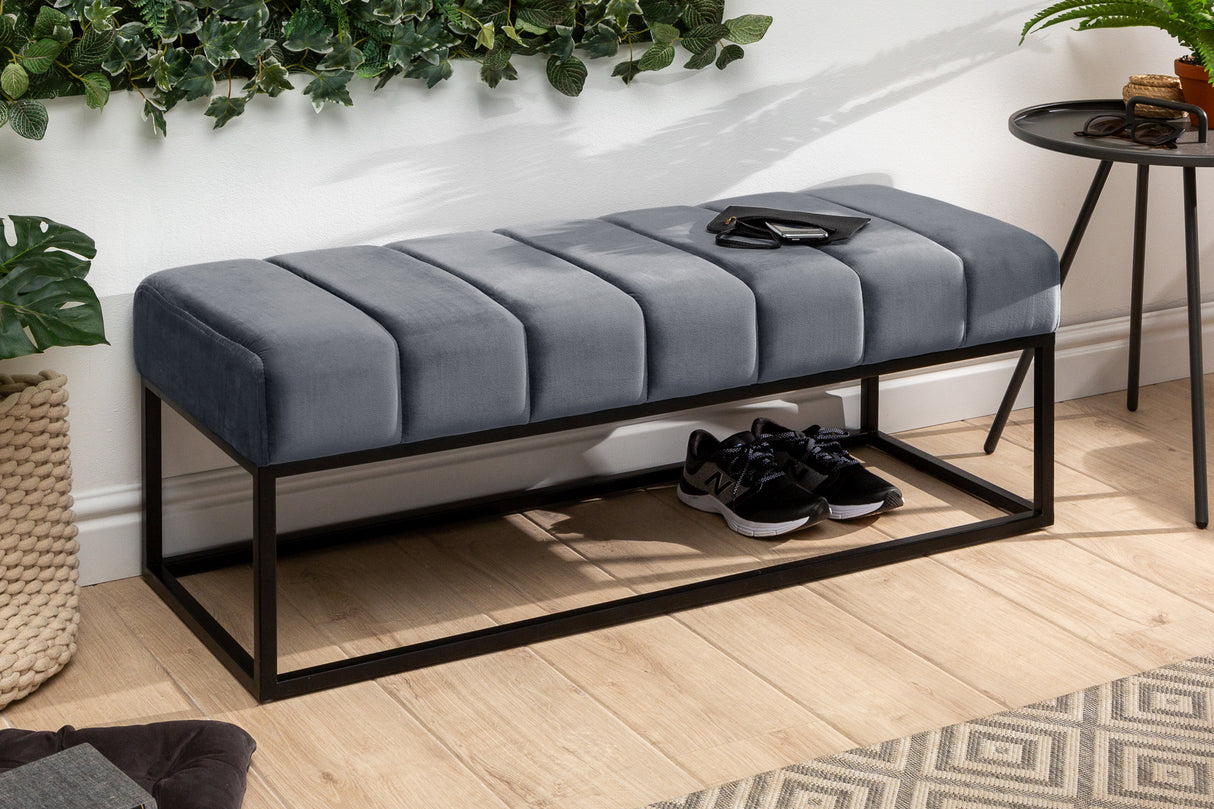 Bench PETIT BEAUTE 110cm velvet silver grey