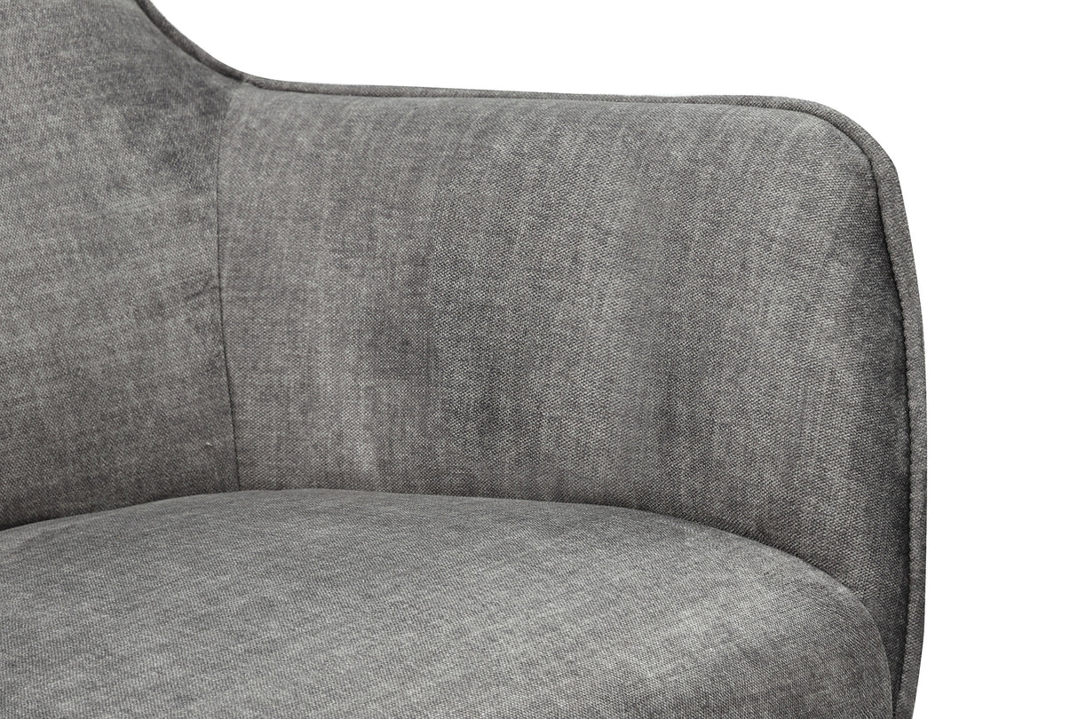 Sessel VOGUE 360° drehbar Samt grau mit schwarzem Metallgestell