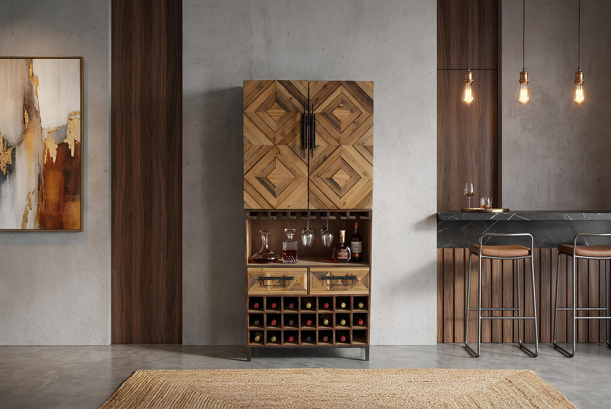 Barschrank BODEGA 160 cm Kiefernholz Natur