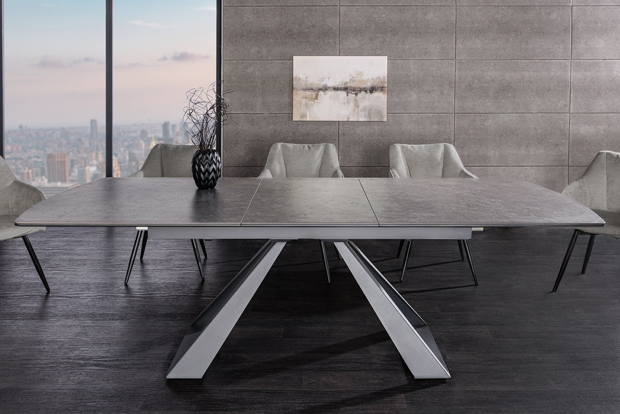 Dining table CONCORD 180-230cm extendable marble look graphite ceramic tempered glass