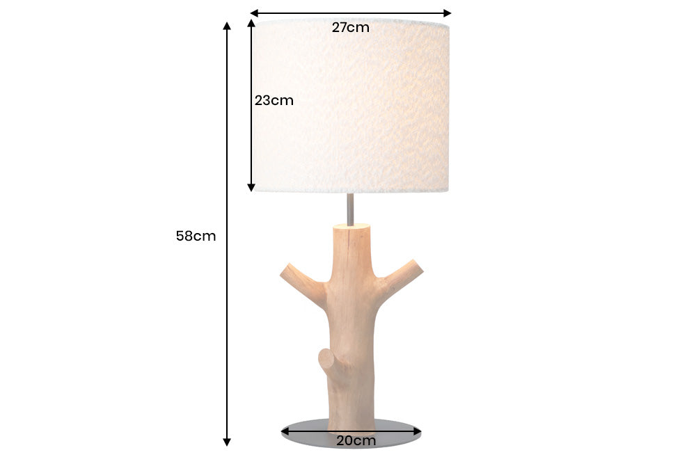 Table Lamp JEWELRY 60cm natural mangosteen wood lampshade bouclé white