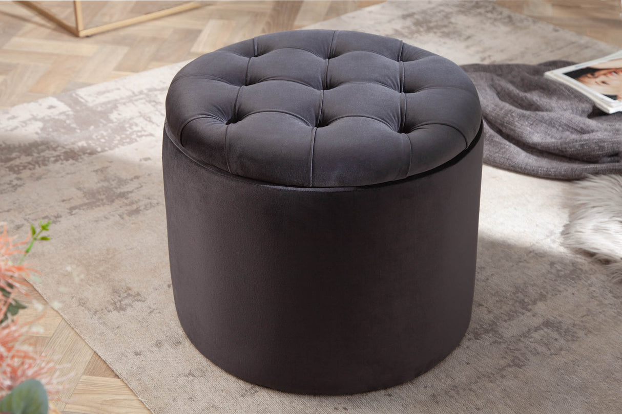 Hocker MODERN BAROCK STORAGE 50cm Samt schwarz