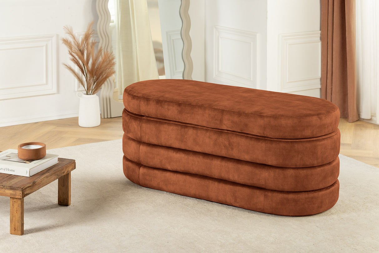 Bench chest VOQUE 115cm velvet rust brown w/ storage space bench seat