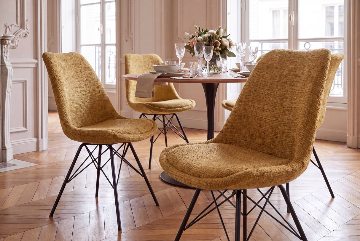 Chair SCANDINAVIA MEISTERSTÜCK textured fabric mustard yellow