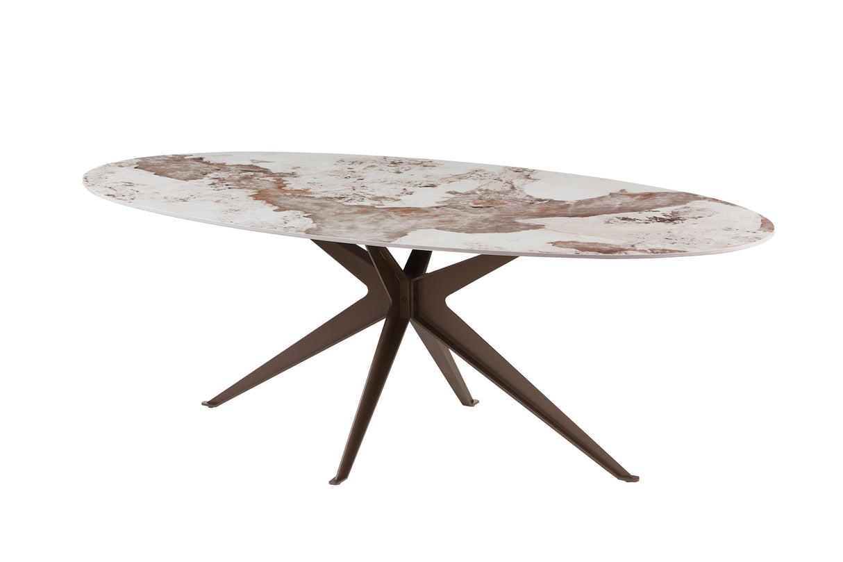 Dining table PANDORA 220cm oval ceramic bronze