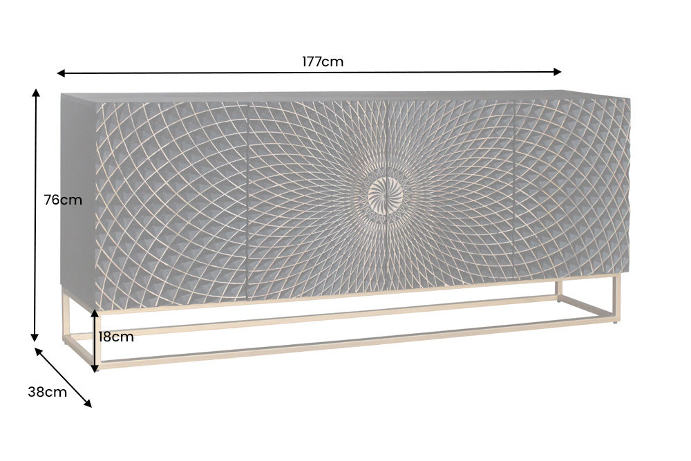 Sideboard ILLUSION 180cm 3D mango black