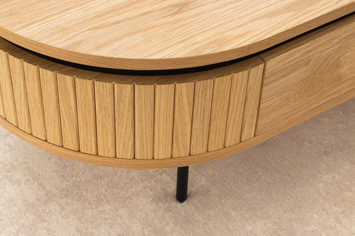 Coffee table ATELIER 120cm natural oak wood look w/ black legs