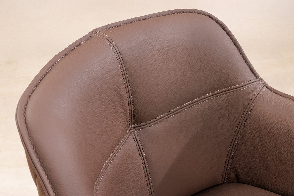Drehstuhl EUPHORIA drehbar 180° mit Armlehnen Leder braun