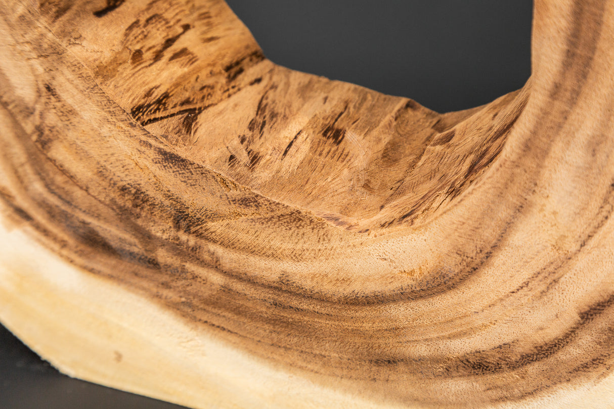 Table lamp ORGANIC ARTWORK 55cm massive walnut wood linen shade beige