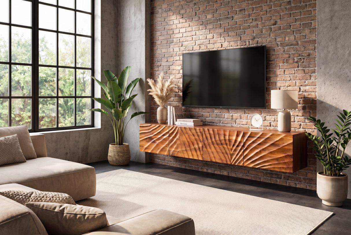 TV-Board SCORPION 200cm Hänge-Lowboard Mangoholz braun