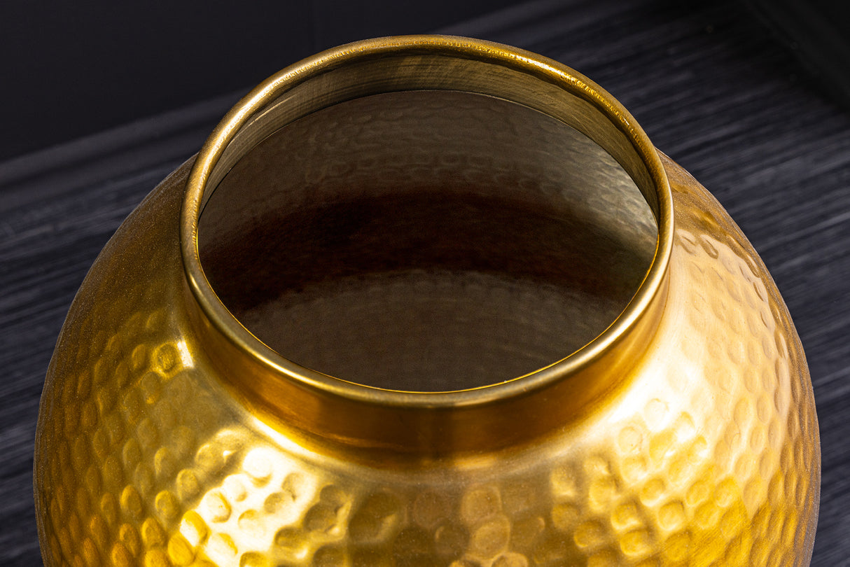 Vase ORIENT M 50cm gold mit Patina im Hammerschlag-Design