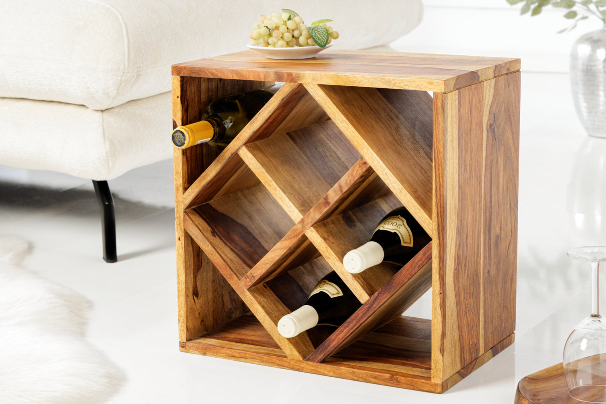 Wine shelf CUBUS 40cm for 8 bottles sheesham wood