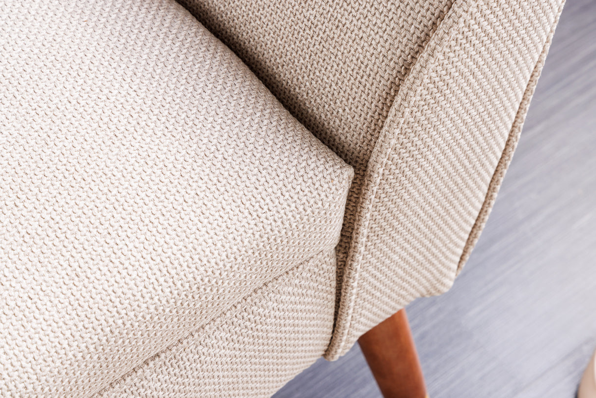 Bench SCARLETT 90cm textured fabric beige in retro style